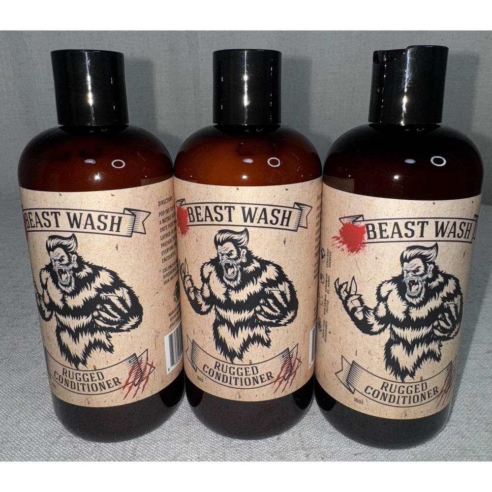 Johnny Slicks Beast Wash‎ Conditioner LOT of 3 16 oz Rugged